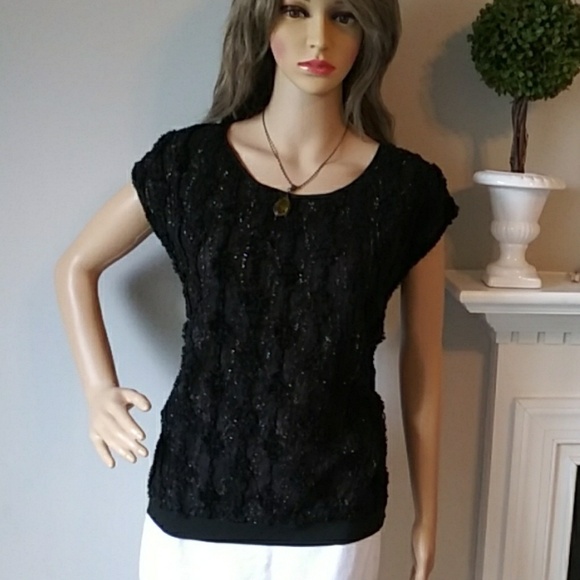 3/25$ Collective Concepts black blouse sparkly - Picture 1 of 6